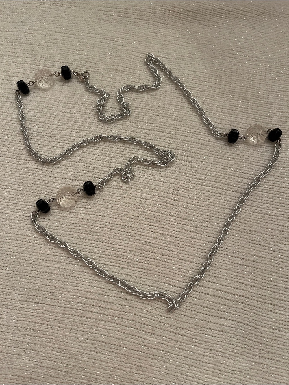 Sarah Coventry Silver-Tone Necklace with Black and Clear Beads